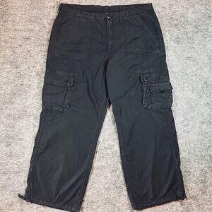 American Eagle Baggy Cargo Pants Womens 18 Black High Rise Joggers Wide Leg